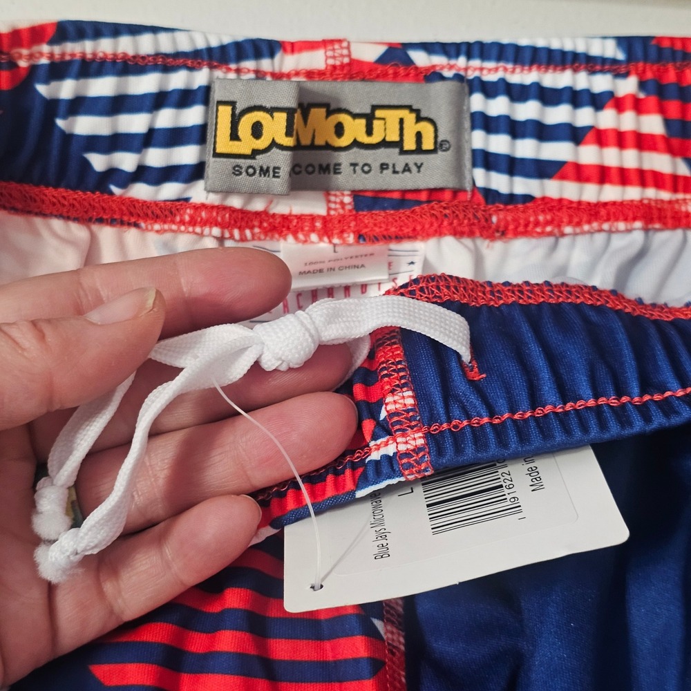 Loudmouth Toronto Blue Jays Shorts L Blue Red Geometric MLB Athletic Deadstock - Picture 3 of 13